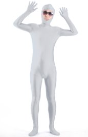 Light Grey Open Face Zentai Suit