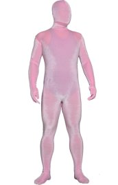 Light Pink Thick Velvet Spandex Zentai Full Bodysuit