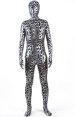 Limited | Black and Silver Ruched Pattern Shiny Metallic Zentai Suit