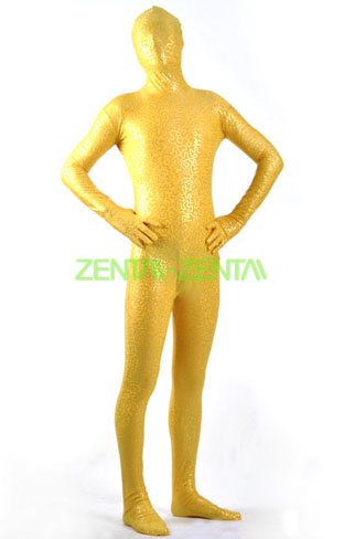 Limited  Yellow and Gold Shiny Metallic Patterned Zentai Suit