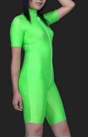 Mint Green Lycra Spandex Front Open Jumpsuit (No Hood, Gloves &