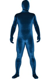 Peacock Blue Thick Velvet Spandex Zentai Full Bodysuit