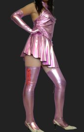 Pink Shiny Metallic 3 Sets Short Dress