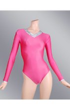 Pink Spandex Lycra Jersey Bodysuit with Long Sleeves