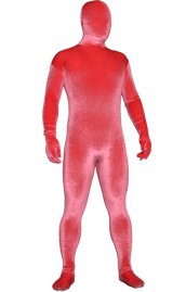 Pink Thick Velvet Spandex Zentai Full Bodysuit