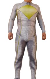 Power Ranger | Printed Grey and Yellow Spandex Zentai Suit