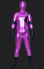 Purple and Black Shiny Metallic Full Body Zentai Suit Purple and Black Shiny Metallic Full Body Zentai Suit