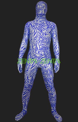Purple and White Abstract Strips Spandex Lycra Zentai Suit
