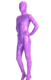 Purple Shiny Metallic Printed Zentai Suit