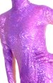 Purple Shiny Metallic Printed Zentai Suit