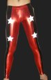 Red and Black Shiny Metallic Tight Wrestling Pants