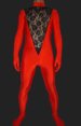 Red and Black Spandex Lycra and Lace Unisex Catsuit without Hood