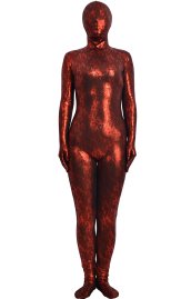 Red and Dark Red Crack Pattern Shiny Metallic Zentai Suit