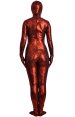 Red and Dark Red Crack Pattern Shiny Metallic Zentai Suit