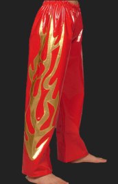 Red and Gold Shiny Metallic Wrestling Pants