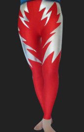 Red and Silver Shiny Metallic and Spandex Lycra Pants