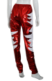Red and White Shiny Metallic Wrestling Pants