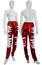 Red and White Shiny Metallic Wrestling Pants