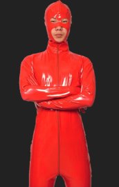 Red PVC Full Body Zentai Suits with Open Eyes,Nose and Mouth