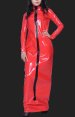 Red PVC Long Dress with Long Sleeves (Front Open)