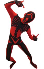 Red Screaming Skull Skeleton Zentai Suit