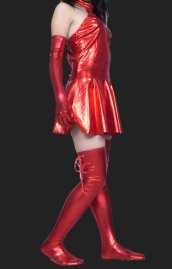 Red Shiny Metallic 3 Sets Short Dress