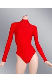 Red Spandex Lycra Jersey Bodysuit with Long Sleeves