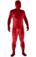 Red Thick Velvet Spandex Zentai Full Bodysuit