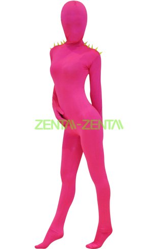 Rose Pink Spandex Lycra Zentai Suit with Rivets