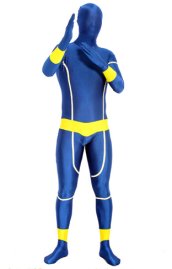 Royal Blue and Yellow Glow in Dark Super Hero Zentai Suit