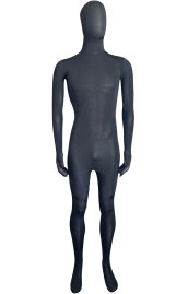 Semi-transparent Black Stretchy Silk Lycra Full Bodysuit