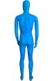 Semi-transparent Blue Stretchy Silk Lycra Full Bodysuit