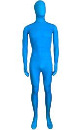 Semi-transparent Blue Stretchy Silk Lycra Full Bodysuit