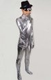 Shiny Silver Full Body Zentai Suit with Small Printings No Hood