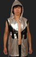 Silver and Black Shiny Metallic Wrestling Hoodie