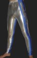 Silver and Blue Shiny Metallic Tight Wrestling Pants