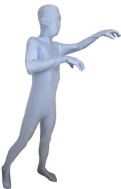 Silver Blue Spandex Lycra Full Body Zentai Suit