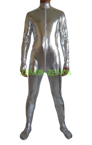 Silver Shiny Metallic Zentai Suit (No Hood No Hand)