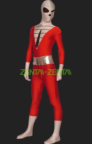 Skeleton Tuxedo Full Body Suit | Red and Black Spandex Lycra Full Body Suit