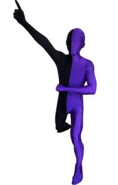 Split Zentai | Black and Purple Spandex Lycra Zentai Suit