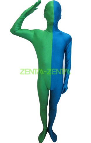 Split Zentai | Blue and Green Spandex Lycra Zentai Suit