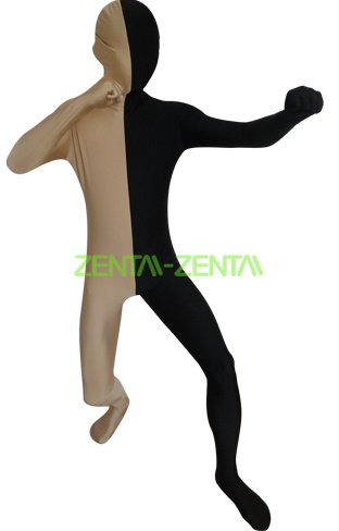 Split Zentai | Carnation and Black Spandex Lycra Zentai Suit