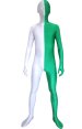 Split Zentai | Green and White Spandex Lycra Zentai Suit