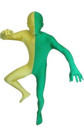 Split Zentai | Green and Yellow Spandex Lycra Zentai Suit