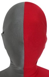Split Zentai Mask | Slate Grey and Red