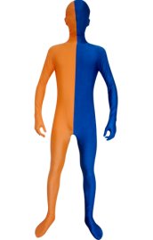 Split Zentai | Orange and Blue Spandex Lycra Zentai Suit