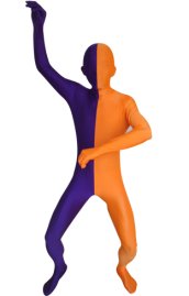 Split Zentai | Purple and Orange Spandex Lycra Zentai Suit