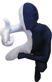 Split Zentai | White and Navy Spandex Lycra Zentai Suit