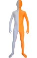 Split Zentai | White and Orange Spandex Lycra Zentai Suit