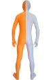 Split Zentai | White and Orange Spandex Lycra Zentai Suit